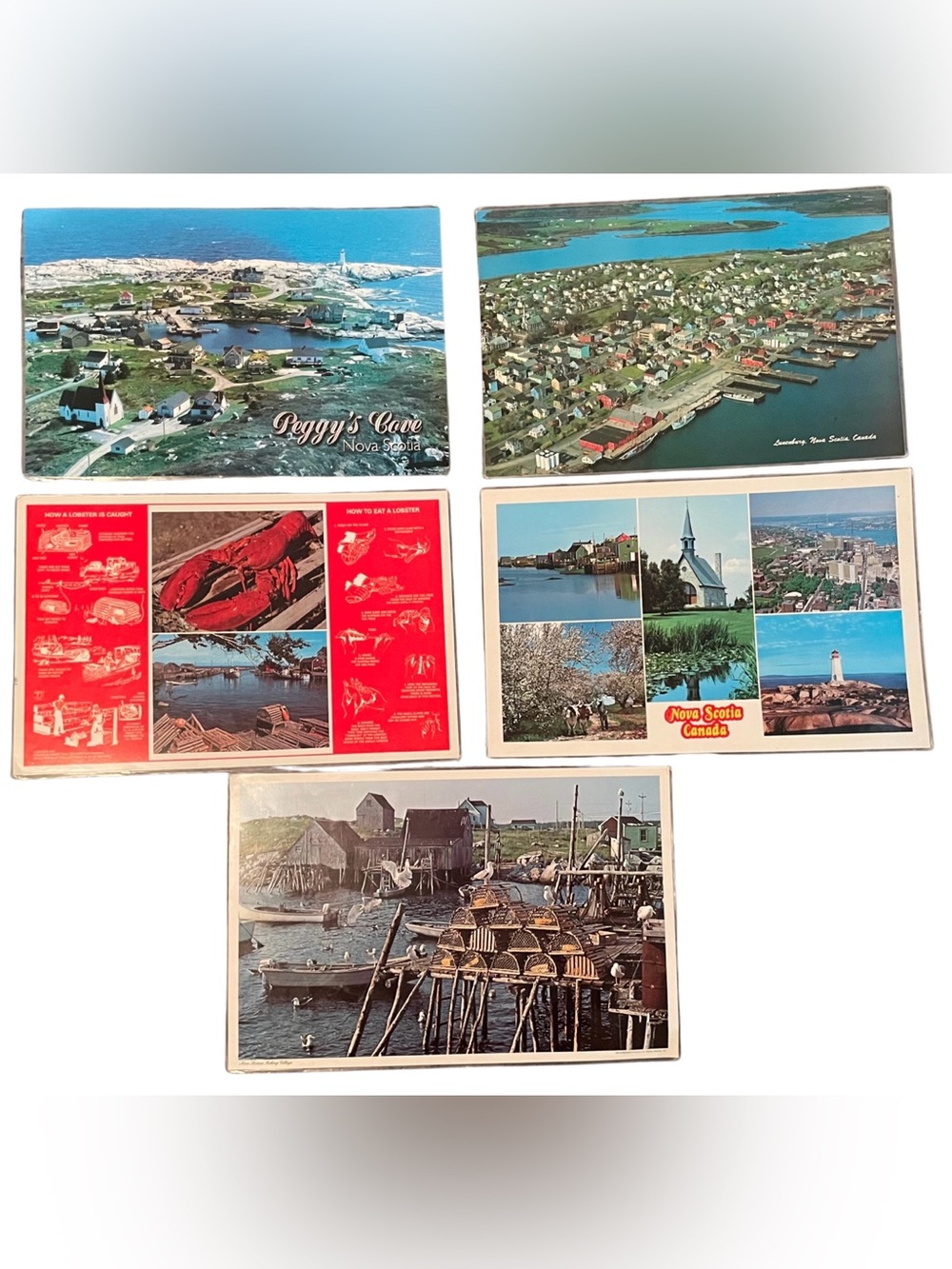 Set of 5 Nova Scotia Vintage Double Sided Laminated placemats/prints